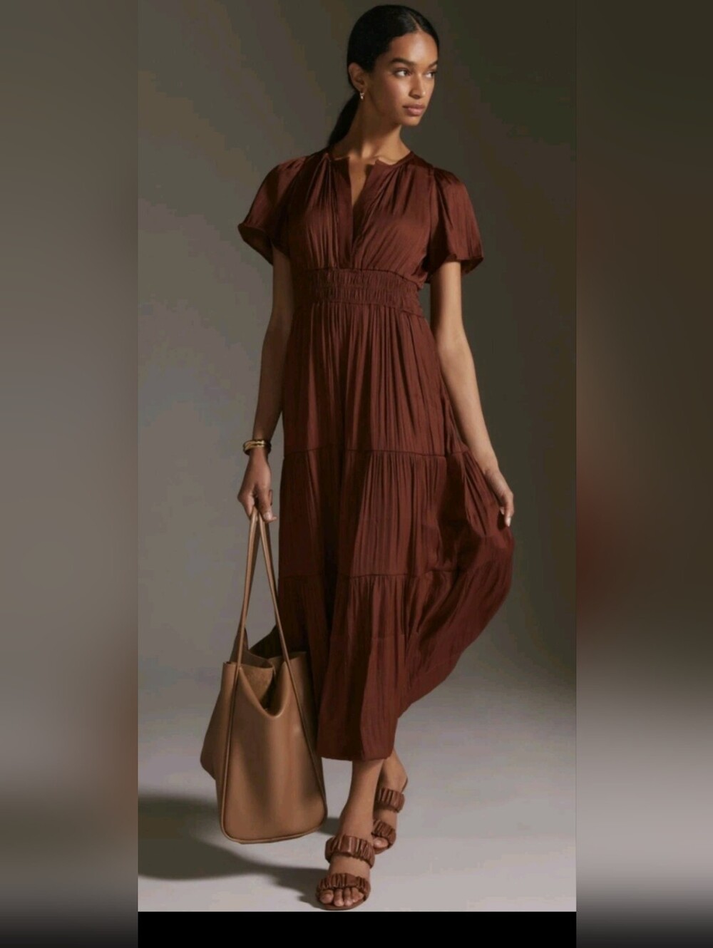Anthropologie HOT ITEM! The Somerset Maxi Dress in Chocolate. Sz Sm. R2S!